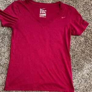 Nike Women's Short Sleeve V-Neck Tee - Deep Red